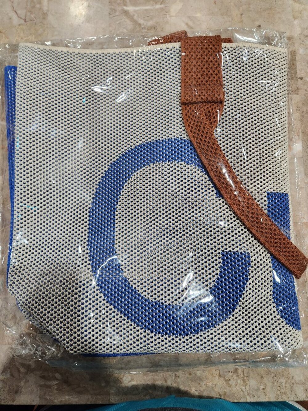 Curves Perforated Knit Tote (Marine) No Key Chain
